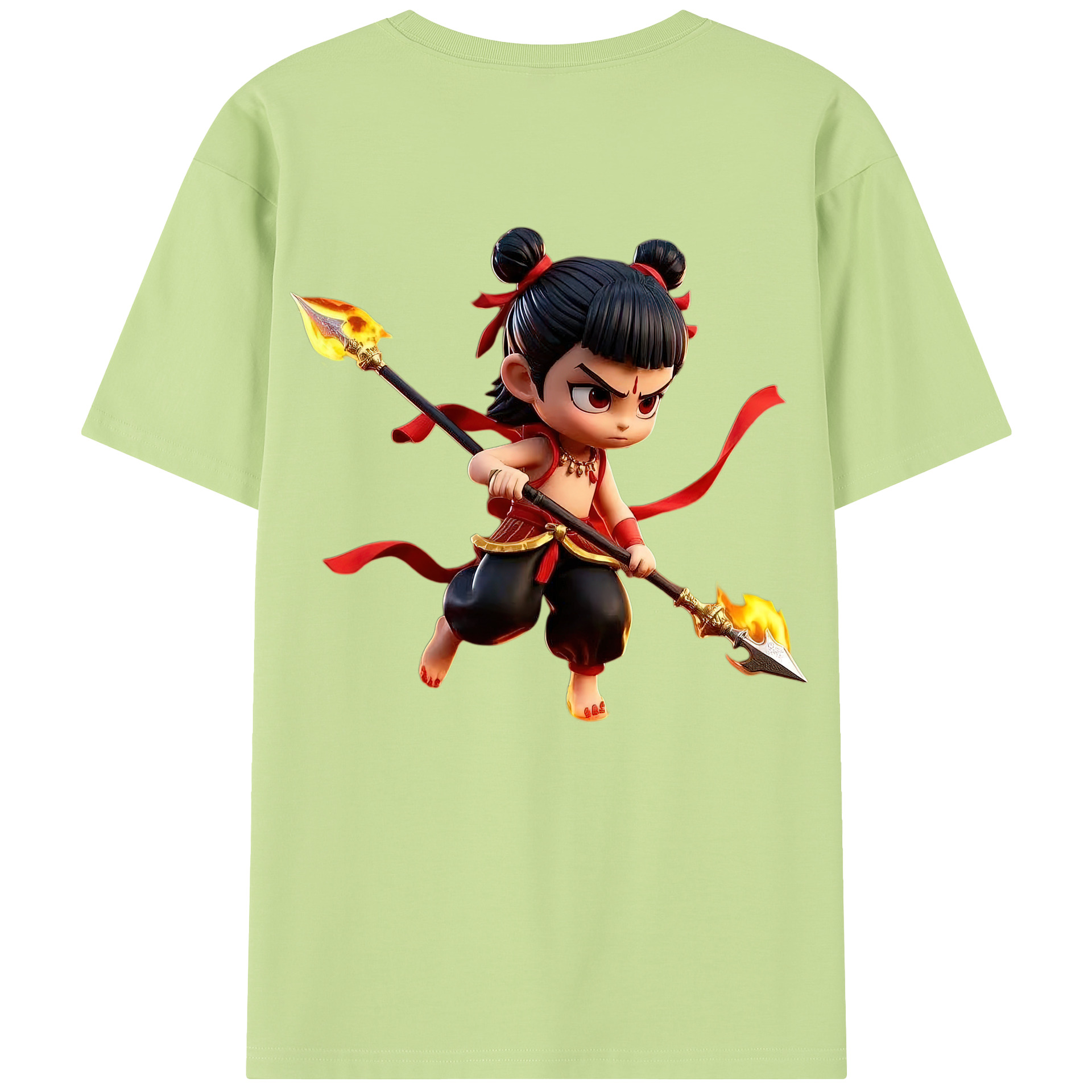（画像用） Ne Zha 2 ナタ 魔童の大暴れ 綿100％半袖Tシャツ（背面プリント）